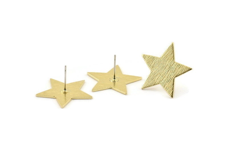 Brass Star Charms - Star Shaped Raw Brass Connector - Earring Findings - Jewelry  Making Supplies - 3140