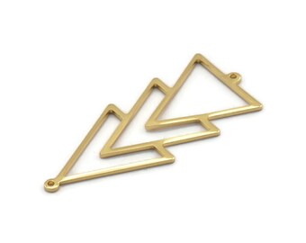 Gold Triangle Charm, 2 Gold Plated Brass Triangle Charms With 2 Loops (51x21x1mm) M01128