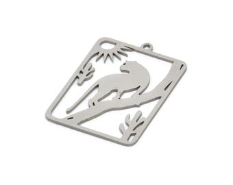 Dije de leopardo de acero inoxidable con 1 aro y fornituras (32 x 23 x 0,80 mm) SMP2029