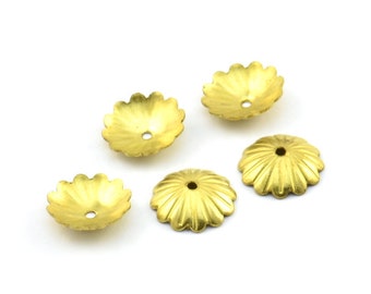 Casquette en laiton, 50 bouchons de perles en laiton brut (12mm) Brs 311 A0275