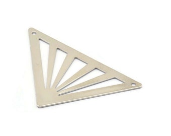 Silver Triangle, 5 Silver Tone Triangle Pendants With 2 Holes (45x35x35mm) A0010 H0550