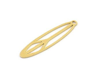 Ciondolo geometrico in ottone, ciondoli ovali in ottone grezzo, ciondoli per orecchini in ottone, ciondoli in ottone per la creazione di gioielli (33x8x0,60 mm) SMP1365