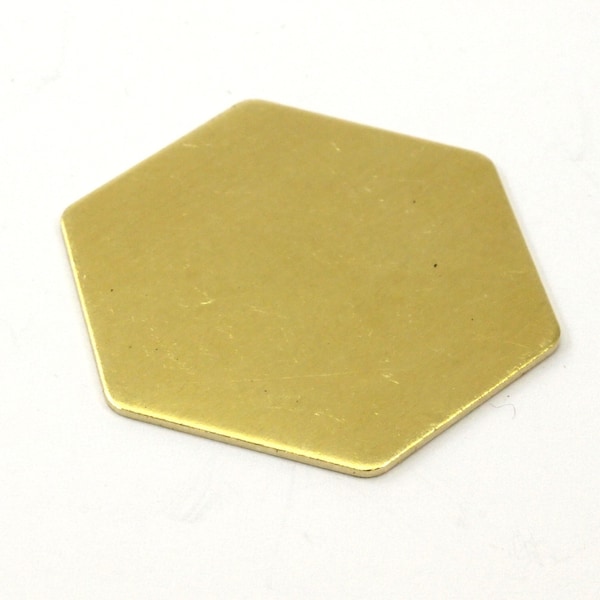 Brass Honeycomb Blank, 8 Raw Brass Hexagon Stamping Blank Without Holes  (30x0.80mm)   D0118