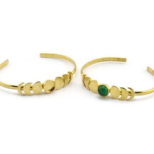 Brass Moon Cuff,  Raw Brass Moon Phases Cuff Stone Setting With 1 Pad -  Pad Size 8mm N1143