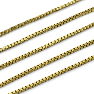 Cube Brass Chain, 5 M - Cube Raw Brass Chain (1.8mm) Z070