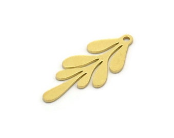 Brass Leaf Charm, 24 Raw Brass Leaf Charms With 1 Loop, Charm Pendants (22x9x0.60mm) SMP0460 A6886