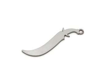 Steel Sword Charm, Stainless Steel Sword Charms With 1 Loop, Earring Charm, Sword Findings (30x7x0.80mm) SMP2833