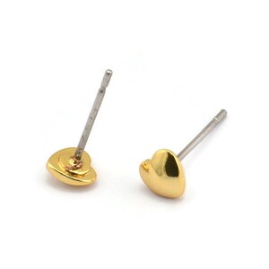 Gold Heart Earring, 12 Gold Plated Brass Heart Stud Earrings (5x1.5mm) A1342 A1522
