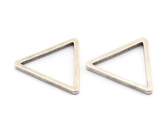 Triangle Charm - 6 Antique Silver Plated Brass Triangle Charms (28x2mm) D0013 H0054