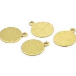 Brass Circle Charm, 24 Textured Raw Brass Round Tags With 1 Loop, Findings (15x12x0.80mm) M341