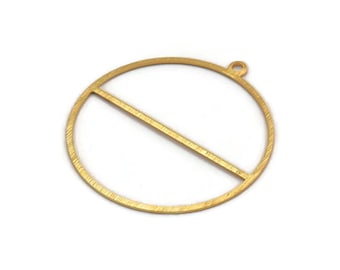May include: Gold-toned metal circle pendant with a horizontal bar across the center. The pendant has a small loop at the top for attaching a chain or cord.