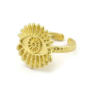 Brass Eye Ring, Raw Brass Eye Rings, Adjustable Rings, Evil Eye Rings - N2509