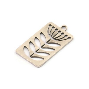 Silver Leaf Charm, 12 Antique Silver Plated Brass Dandelion Charms With 1 Loop, Charm Pendants (20x12x0.60mm) A3336