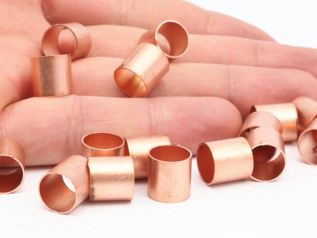 Copper Tube Beads 12 Raw Copper Tube Beads 10x10mm D533 Etsy