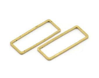 Brass Rectangle Connector, 50 Raw Brass Rectangle  Connectors (9x24x0.8mm) D0329