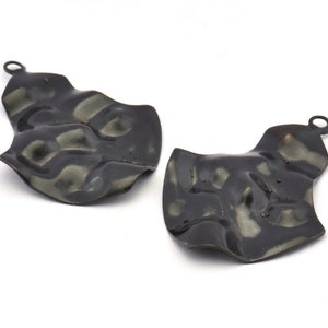 Black Pear Charm, 6 Oxidized Black Brass Pear Shaped Charms With 1 Loop, Earrings, Pendants, Findings (33x24x0.60mm) D0690 S1021