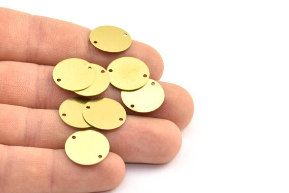 Round Stamp Raw Brass Hammared Round Disc Charms Brass Stamp,1 hole Stamp HM-54 3 pcs 25mm