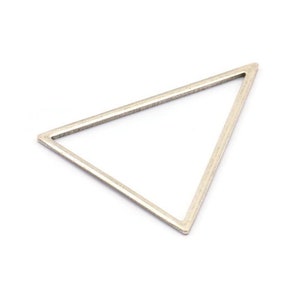Antique Silver Blank Triangles, 3 Antique Silver Plated Brass Triangles (39x39x31mm) BS-1308 H0055