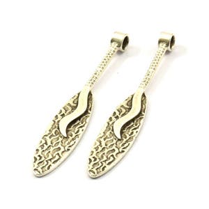 Antique Silver Oval Pendant, 2 Antique Silver Plated Textured Pendants with Oval Blank and 1 Loop (52x8mm) N0406 H0202