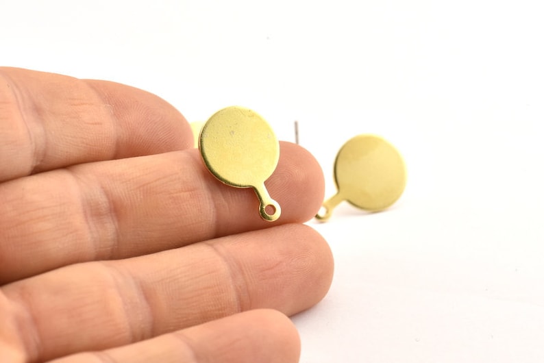 D754 A1304 8 Raw Brass Round Stamping Blanks With 1 Loop 20x14x1mm Stud Earrings Brass Round Earring