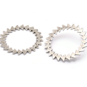 Silver Circle Earring, 2 Antique Silver Plated Brass Circle Stud Earrings (42x1.2mm) N1630