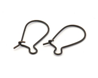 Ganchos para orejas negros, 50 alambres para pendientes de latón negro oxidado, ganchos para pendientes (20x10x0,8 mm) BS 2136 S385