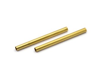 Brass Tube Beads - 20 Raw Brass Tube Beads (4x50mm) Bs 1457