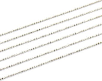 1 Meter - 3.3 Feet 1 Mm Silver Tone Brass Faceted Ball Chain - W69 ( Z030 )