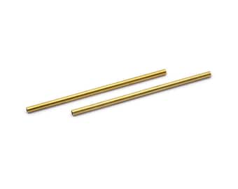 Brass Tube Beads - 50 Raw Brass Tube Beads (2x50mm) Bs 1436