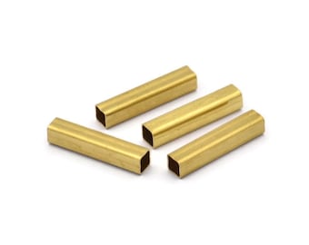 Geometric Spacer Tube Bead, 50 Raw Brass Square Tubes (3x15mm) Bs 1618