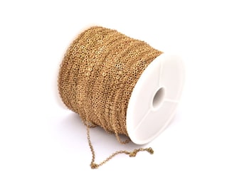 Brass Chain, Solder Chain, Link Chain, 20 M - (1.5x2mm) Raw Brass Soldered Chain - ( Z001 - R )