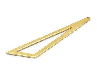 Charme triangle ouvert, 2 charmes triangle en laiton plaqué or avec 1 trou (59x47x18x0.80mm) Bs 1291 Q0067