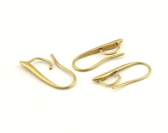 Brass Ear Hooks, 12 Raw Brass Earring Wires, Earring Hooks (21mm) D1328