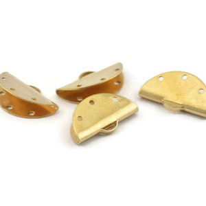 Brass Ribbon Crimp, 24 Raw Brass Ribbon Crimp Ends With 1 Loop, Findings (20x11mm) A1536
