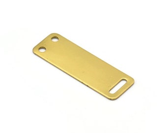 Brass Stamping Charm, 5 Raw Brass Stamping Rectangle Connectors  (44x15mm) Brs 0099 A0283