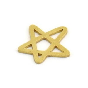 Brass Star Charm, 24 Raw Brass Star Charms, Charm Pendants (16x14x0.80mm) A5968