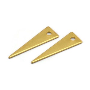 Gold Triangle Charm, 10 Gold Plated Brass Triangle Charms With 1 Hole (23x7x0.60mm) A0164