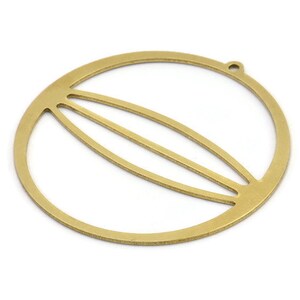 Brass Circle Charm, 4 Raw Brass Circle Charms With 1 Loop, Charm Pendants (55x53x1mm) A3064