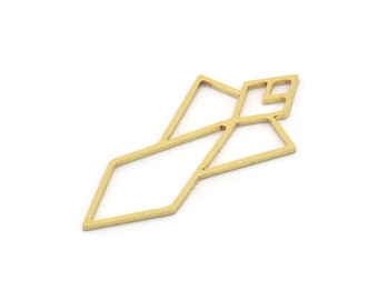 May include: A gold-coloured geometric charm with an open design. The charm features diamond and rectangular shapes, forming an abstract pattern. Suitable for jewellery making or craft projects. The charm is approximately 3 cm in length.