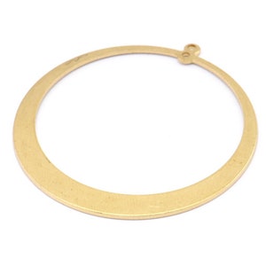 Brass Circle Charm, 6 Raw Brass Circle Charm With 2 Loops, Earrings, Findings (48x45x1mm) D870