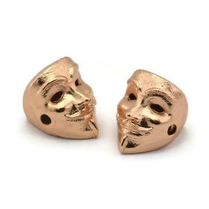 Rose Gold Vendetta Mask , 4 Rose Gold Plated Brass Vendetta Bracelet Parts (14.5x13x11mm) N0425 Q0107