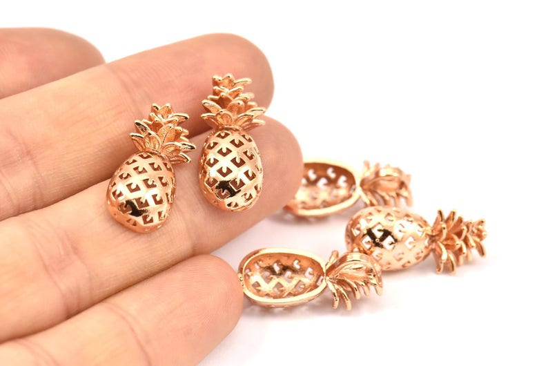 20x9x4.3mm N255 Q049 3 Rose Gold Plated Brass Pineapple Pendants Rose Gold Pineapple Pendant