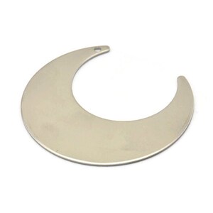 Steel Moon Charm, 8 Steel Moon Charms With 1 Hole (42x16x0.70mm) M02853