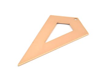 Rose Gold Necklace Triangle, 3 Rose Gold Plated Brass Triangle Charms with 1 holes (54x29x0.60mm) U014 Q0354