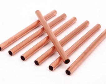 Copper Tube Beads - 8 Raw Copper Tube Beads  (6x90mm)  D0477
