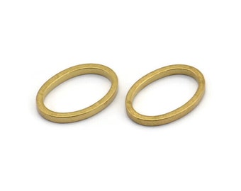 Oval Brass Charm, 12 Raw Brass Oval Connectors (13x19x2mm) BS 1738