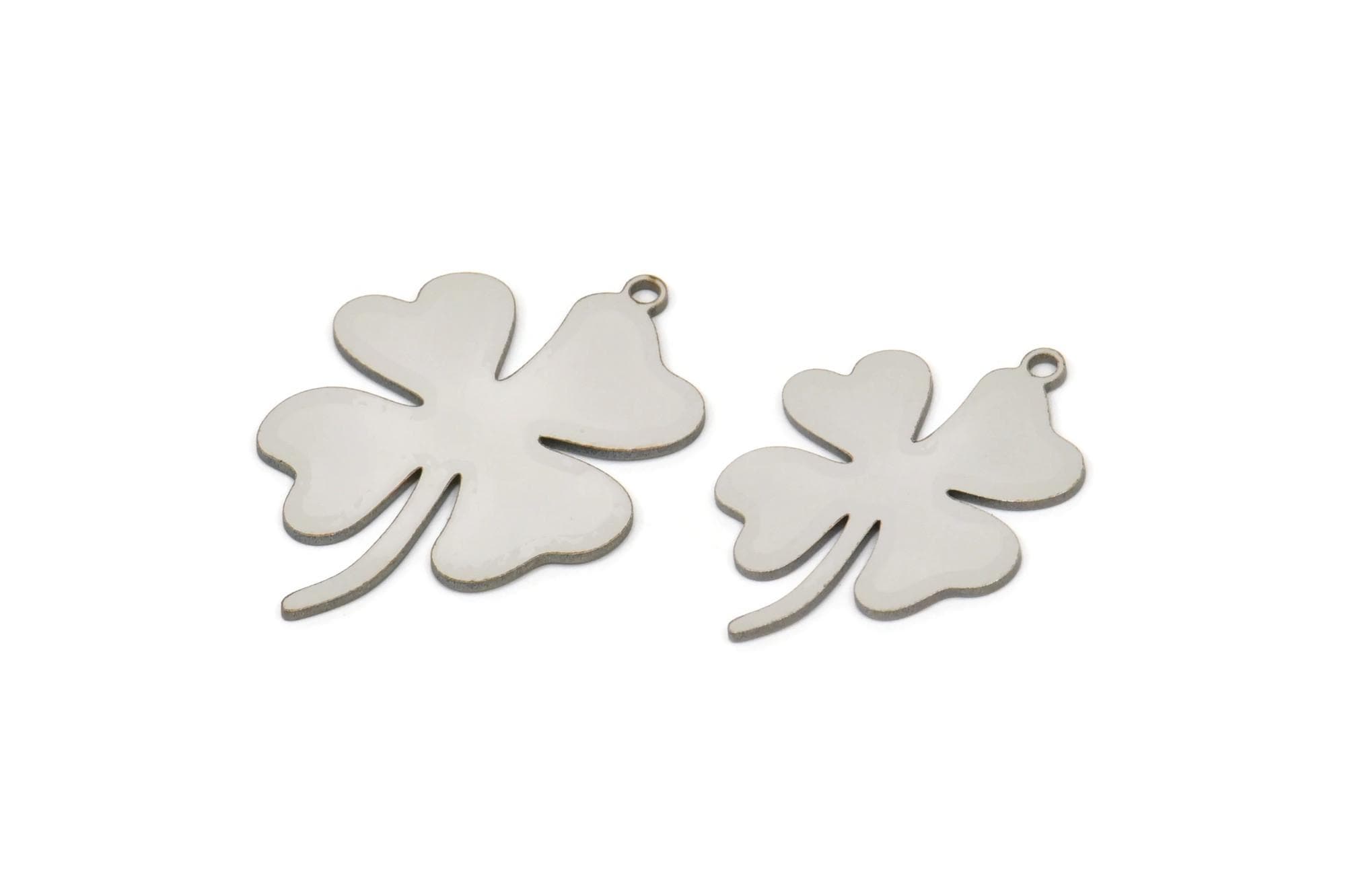 Steel Clover Charm, Stainless Steel Clover Charms With 1 Loop
