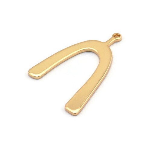 Gold U Charm, 2 Vergoldete Messing U Form Charms mit 1 Schlaufe, Anhänger, Ohrringe, Zubehör (34x22x1mm) D1182 Q0856