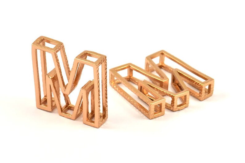 2 Rose Gold Plated M Letter Rose Gold M Letter Initials Uppercase Letter Initial Pendant for Personalised Necklaces