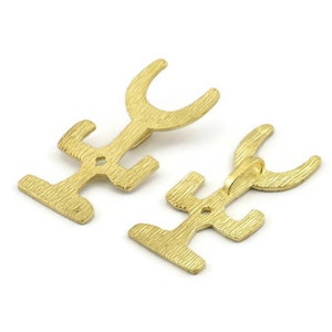 Brass Gobeklitepe Pendant, Raw Brass Gobeklitepe Prehistoric Archaeological Stone Pendants With 1 Loop (40x19x1.2mm) N0792